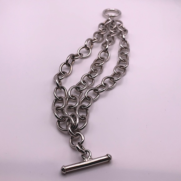 3-Stand Sterling Silver Link Bracelet W/Toggle Clasp - NEW - Picture 4 of 4
